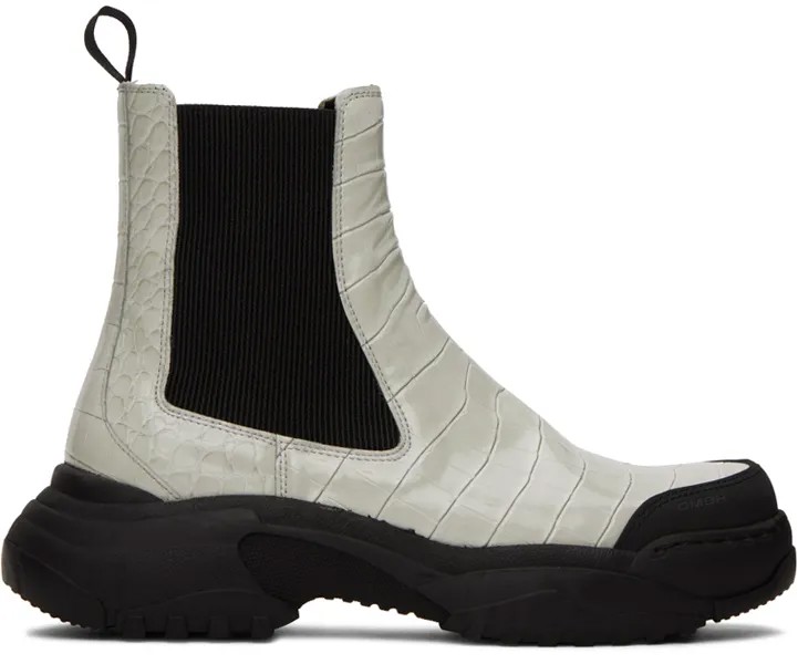 Серые ботинки челси с крокодиловым принтом GmbH