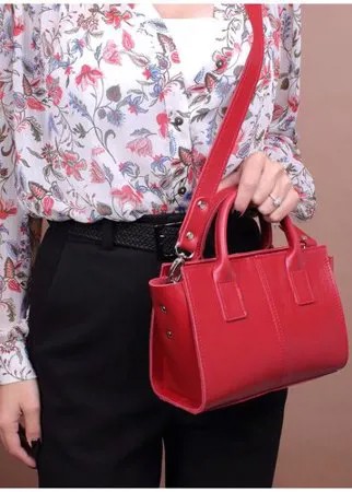 Женская кожаная сумка тоут красная A027 ruby mini Divalli