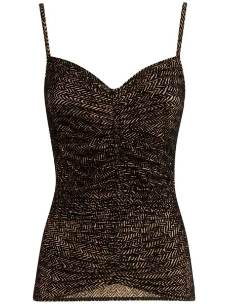 Missoni майка с зигзагообразной сборкой, коричневый
