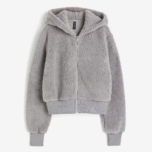 Толстовка H&M Hooded Teddy Fleece, серый