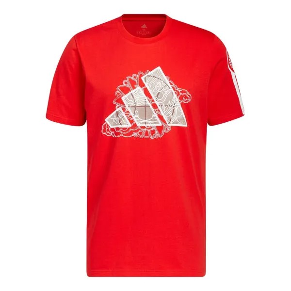 Футболка Men's adidas Rose Dynasty Large Logo Printing Round Neck Short Sleeve Red T-Shirt, красный