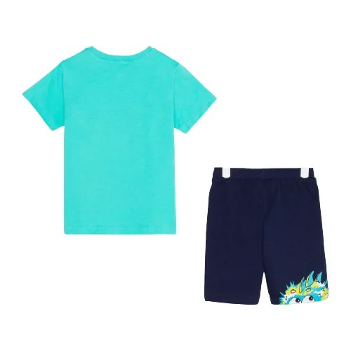 Комплект для мальчика (футболка/шорты), цвет мятный/тёмно-синий, рост 104