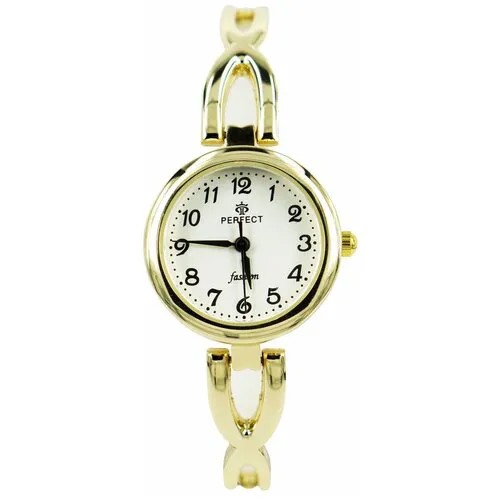 Perfect часы наручные, кварцевые, на батарейке, женские, металлический корпус, кожаный ремень, металлический браслет, с японским механизмом T047gold-белый