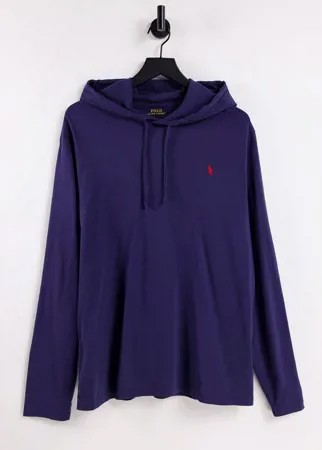 Темно-синий лонгслив с капюшоном и логотипом в виде игрока в поло Polo Ralph Lauren