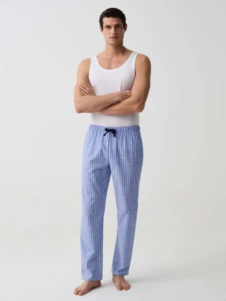 Пижамные брюки из хлопка с рисунком Ovs, цвет white/blue