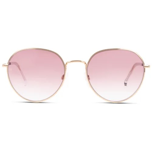 Солнцезащитные очки TOMMY HILFIGER, круглые, оправа: металл, для женщин, золотой