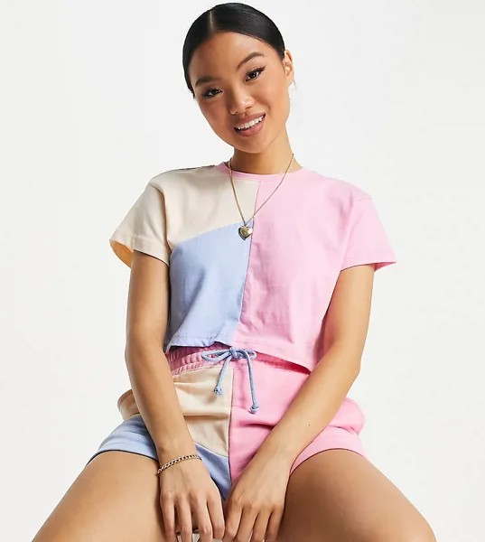 Разноцветная футболка в стиле колор-блок (от комплекта) Missguided Petite-Multi