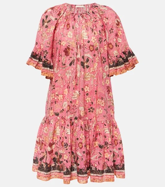Мини-Платье Malie из смесового хлопка с цветочным принтом Ulla Johnson, розовый