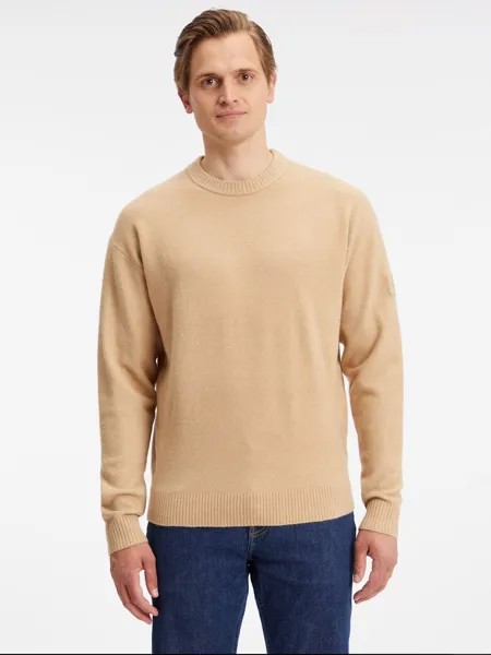 Джемпер из смесовой шерсти Calvin Klein Comfort Fit, травертин