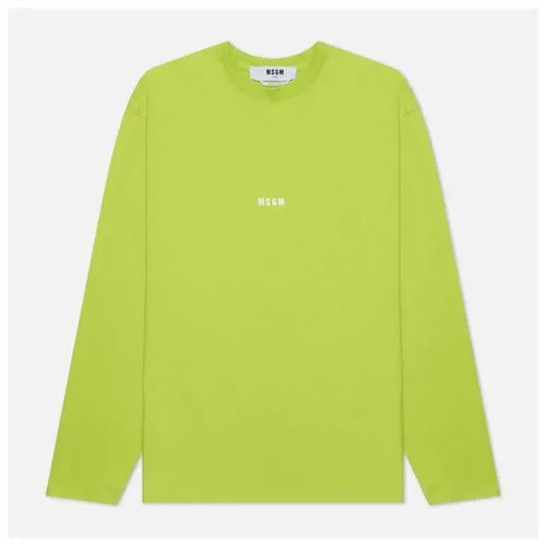 Мужской лонгслив MSGM Micrologo Seasonal Crew Neck зелёный , Размер XL