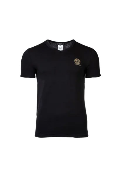 Мужская футболка - майка, V-образный вырез, хлопок стрейч VERSACE, черный