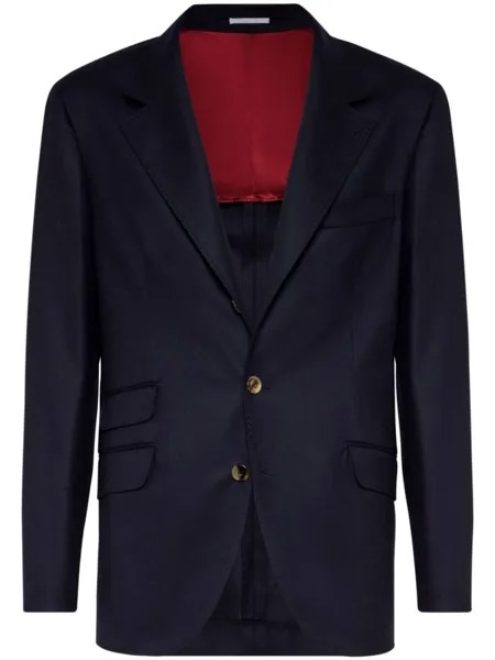 Brunello Cucinelli шерстяной однобортный пиджак, синий