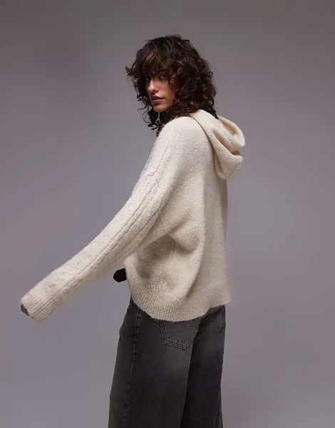 Topshop – худи объемной вязки бежевого цвета