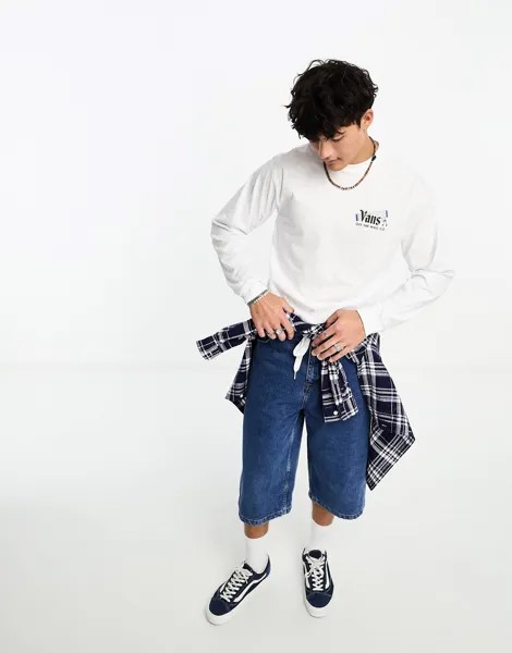 Футболка Vans Off The Wall Rhythm Logo Long Sleeve With Back Print, белый