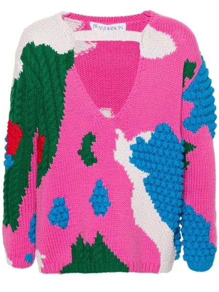JW Anderson джемпер в технике кроше, розовый