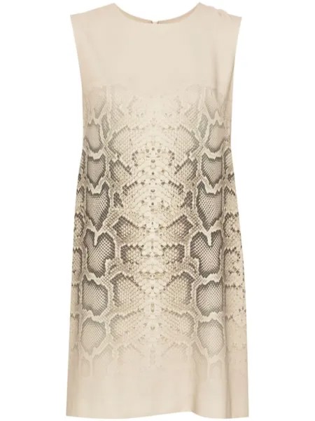 Ermanno Scervino платье мини со змеиным принтом, нейтральный цвет