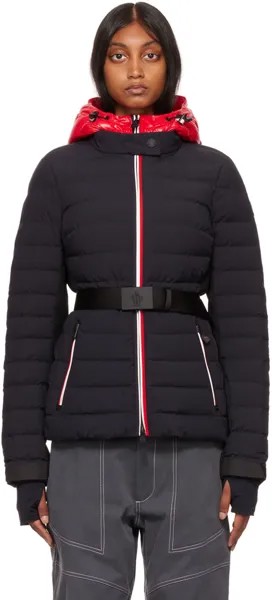 Черный пуховик с вышивкой Moncler Grenoble