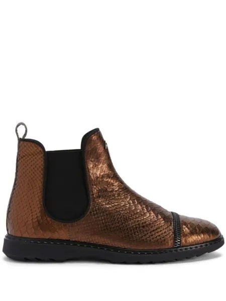 Giuseppe Zanotti ботинки с тиснением под крокодила, коричневый