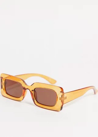 Коричневые прямоугольные солнцезащитные очки Pieces-Коричневый цвет