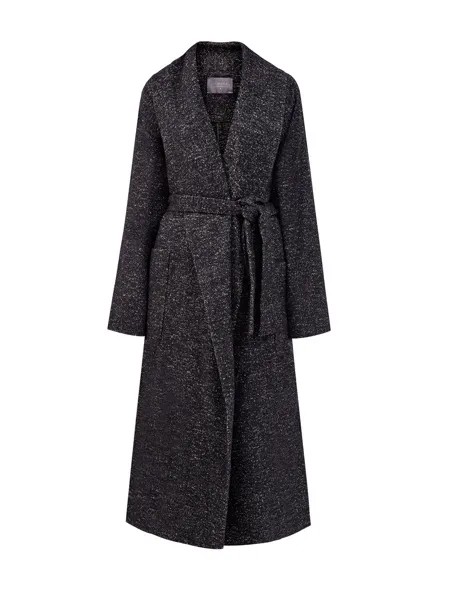 Удлиненное пальто из теплой шерсти с широким поясом