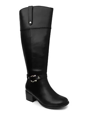 KAREN SCOTT Женские черные эластичные сапоги на каблуке с круглым носком и застежкой-молнией с пряжкой, размер 6 м
