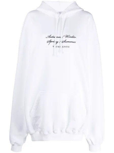 VETEMENTS худи с кулиской и вышитым логотипом, белый