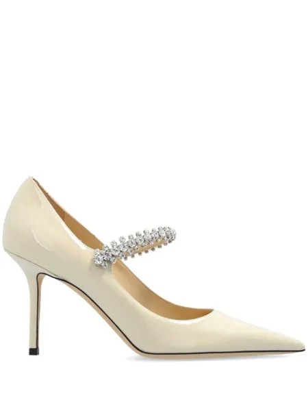 Jimmy Choo туфли-лодочки из кожи Bing 85 мм, нейтральный цвет