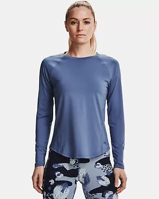Under Armour Rush LS Training T-Shirt Womens River Blue Sportswear Athletic Top