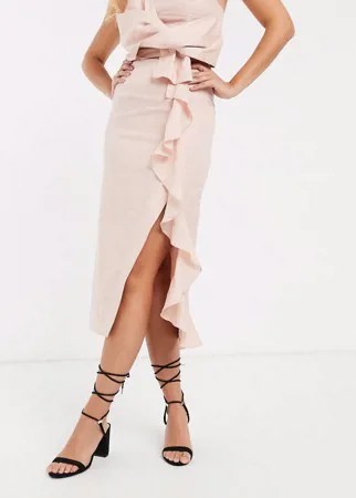 Розовая юбка от комплекта с оборками Collective The Label-Розовый цвет