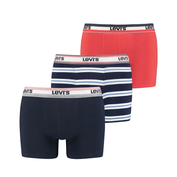 Боксеры Levi´s Boxershorts LEVIS Men Giftbox Logo Boxer Brief 3P, цвет 831 - navy/red