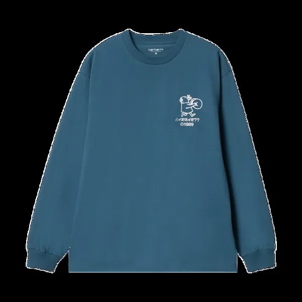 Футболка Carhartt WIP Long-Sleeve Delicious Frequencies 'Prussian Blue', синий