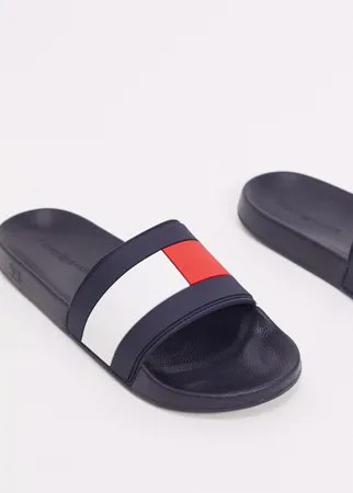 Темно-синие шлепанцы с флагом Tommy Hilfiger-Темно-синий