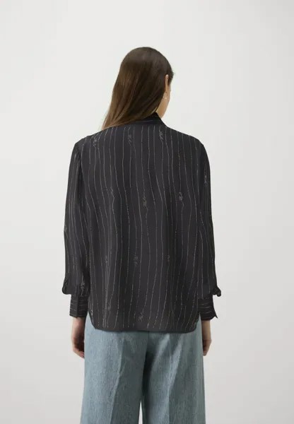 Блузка на пуговицах RHINESTONE STRIPE SHIRT KARL LAGERFELD, черный