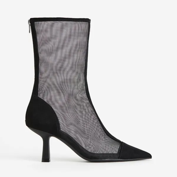 Ботильоны H&M Mesh Sock, черный