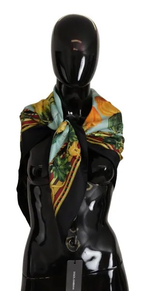 DOLCE - GABBANA Шарф Многоцветный Шелковый платок Тыквы 90см x 90см 370долл.
