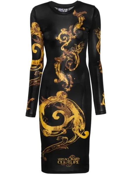 Versace Jeans Couture платье миди с принтом Watercolour Couture, черный