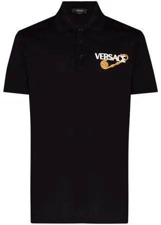 Versace рубашка поло с вышивкой Safety Pin