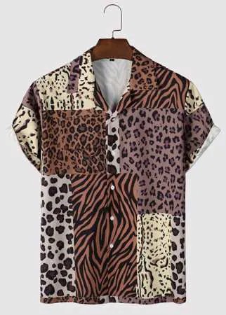 Мужской Рубашка с леопардовым принтом