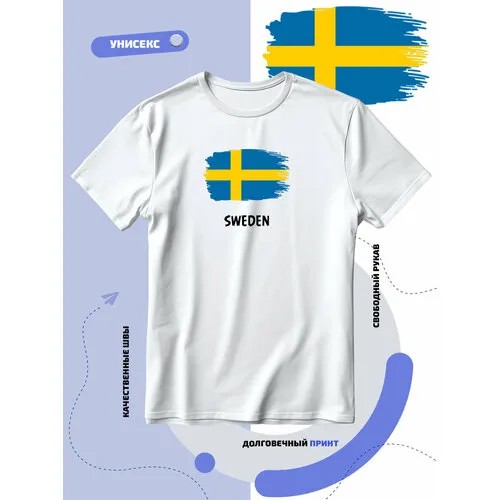 Футболка SMAIL-P с флагом Швеции-Sweden, размер XS, белый