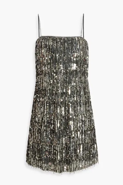 Платье мини из тюля Chicago с декором Alice + Olivia, бронза