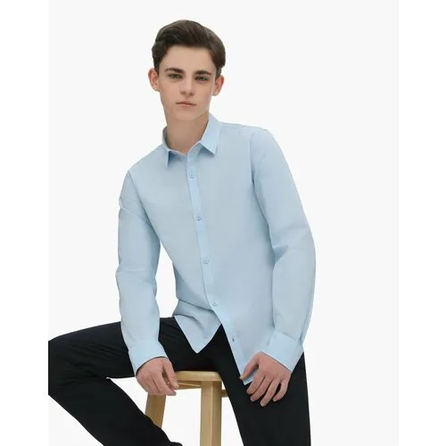 Школьная рубашка Gloria Jeans, размер 12-13 лет 158 (40), голубой