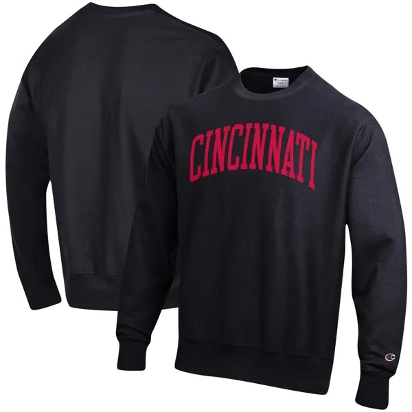 Мужской черный пуловер Cincinnati Bearcats Arch обратного плетения свитшот Champion