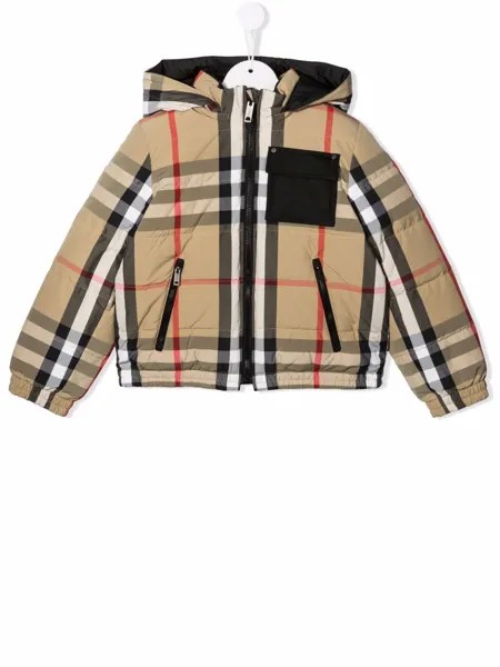 Burberry Kids двусторонний пуховик в клетку