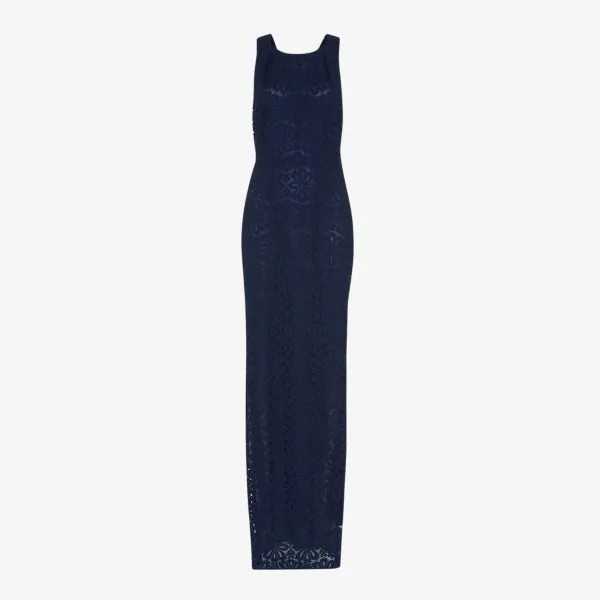 Платье макси из смесового хлопка с завязками на спине Whistles, темно-синий