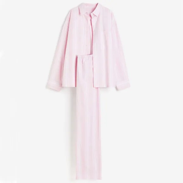 Пижама H&M Striped Shirt And Pants, светло-розовый