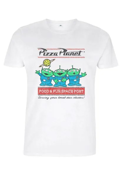 Футболка с принтом Toy Story 1-3 Pizza Planet Surf Disney, белая