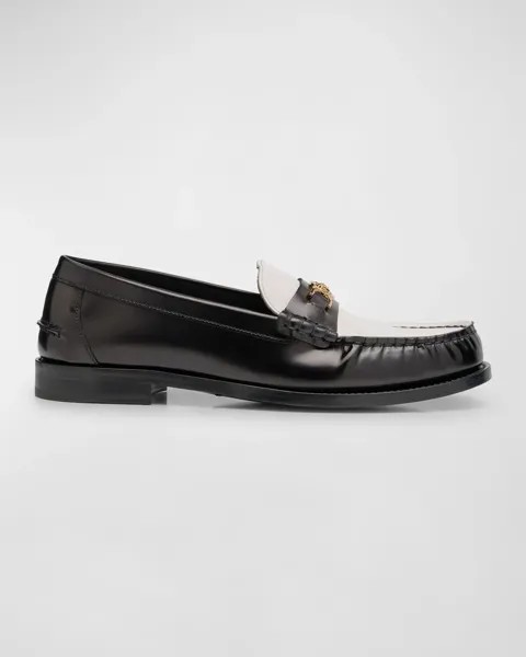 Кожаные лоферы с цепочкой Medusa Versace, цвет Black White-Gold Versace