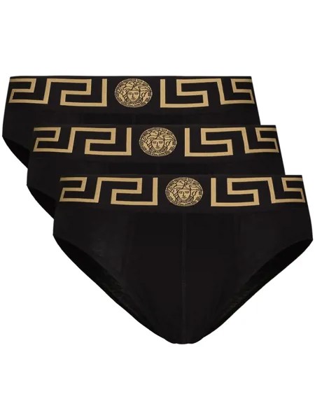 Versace комплект из трех трусов-брифов с логотипом Medusa