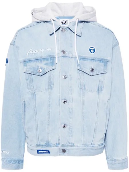 Джинсовая куртка с кулиской и нашивкой AAPE BY *A BATHING APE, синий