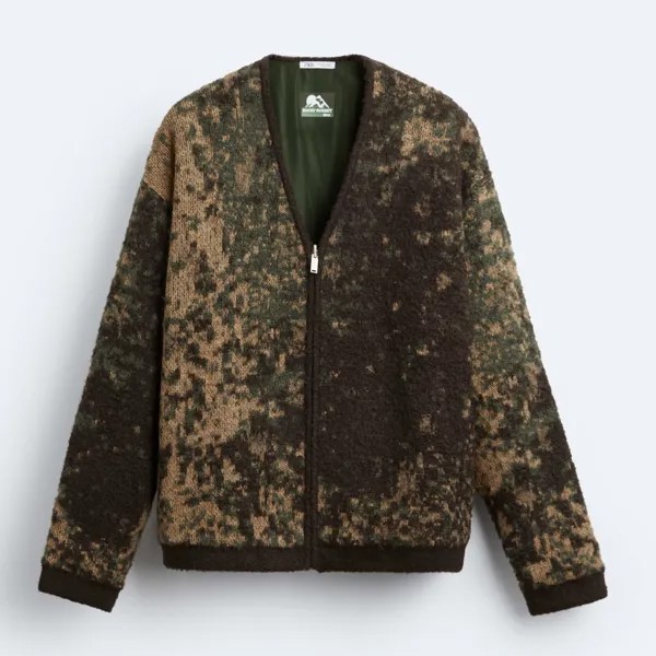 Кардиган двухсторонний Zara Jacquard, хаки